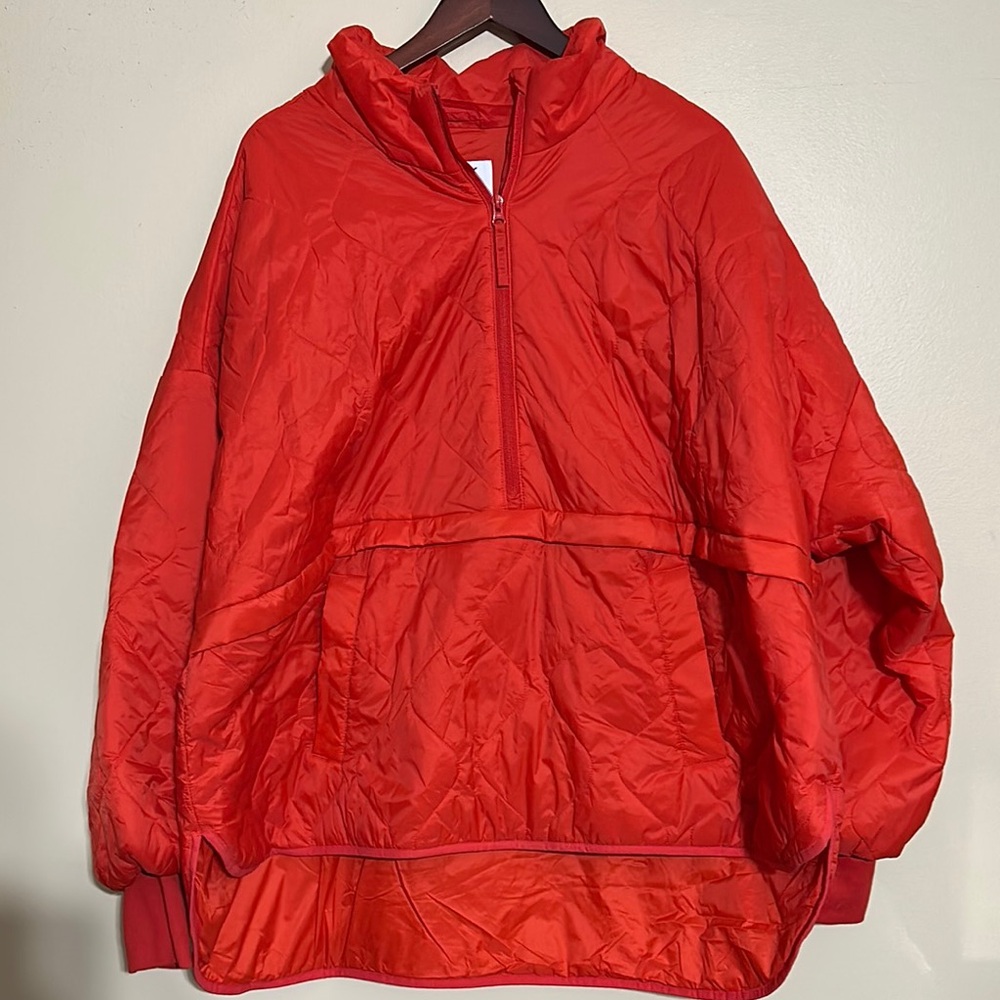 Red Quilted Pullover Jacket